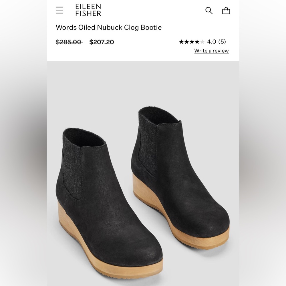 Eileen Fisher Words Oiled Nubuck Clog Bootie - Picture 10 of 10